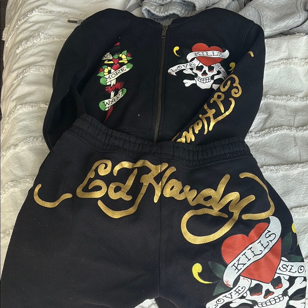 Ed Hardy Black and Gold Tracksuit